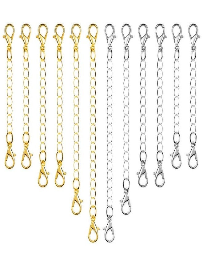 Hanging Tree Women Girl Boy & Men Jewellary Making Extender for Chain Set Bracelet Pendant & Necklace (Combo of 6 pcs Golden & 6 pcs Silver) - Image 2